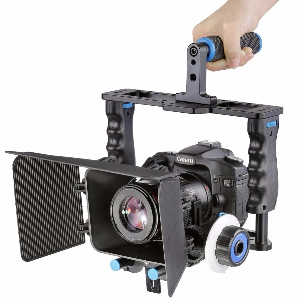 

YELANGU Professional handheld DSLR Camera Cage Kit With Follow Focus+Matte Box for video camera, Black