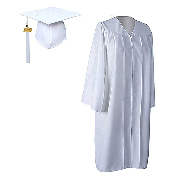 Matte White Graduation Gown With Cap ...