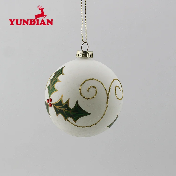 Wholesale Luxury 8cm White Matt Christmas Glass Bauble Ball Ornaments For Xmas Tree Decoration