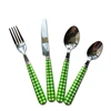 Cathylin green ABS plastic handle spoons forks knives stainless steel cutlery set