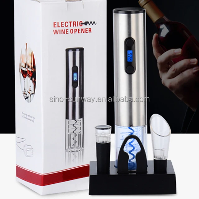 

The business gift set of electric wine corkscrew with charger OEM, the electric wine cork open with base and rechargeable