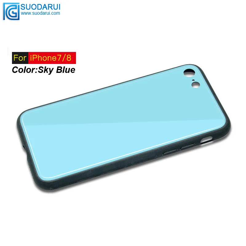 TPU + PC + Tempered glass Cover For Iphone 8 / 8 plus Cell phone Protective Case