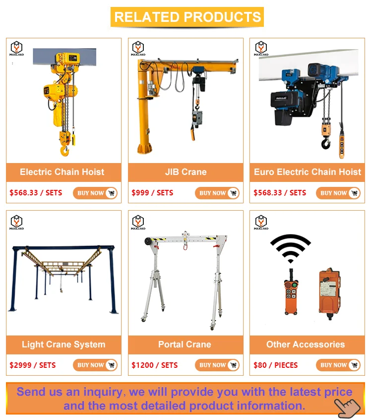 2000 kg 2000kg Buckets Grab Overhead Light Crane System