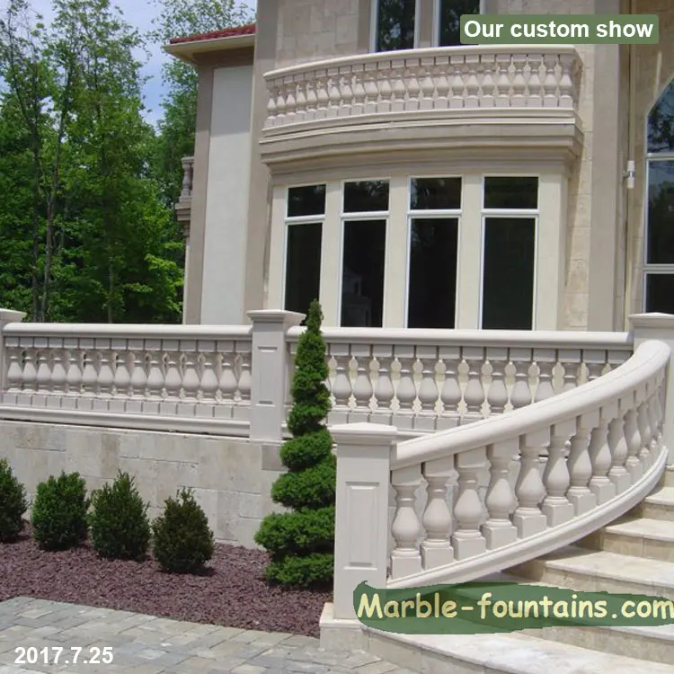 Modern Straight Carving White Marble Stone Railing Balusters Handrail ...