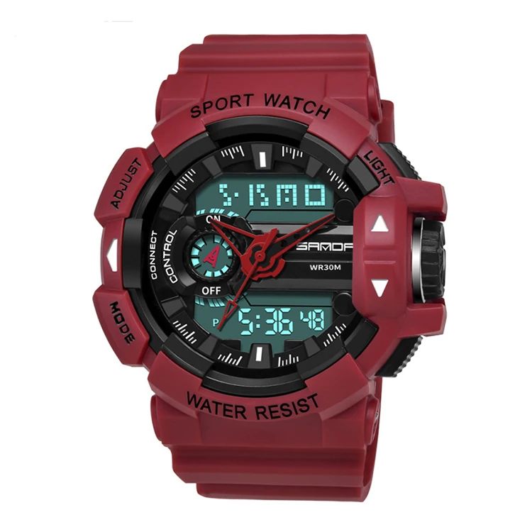 Hot sale Sanda brand hand Japan movt men analog digital watch