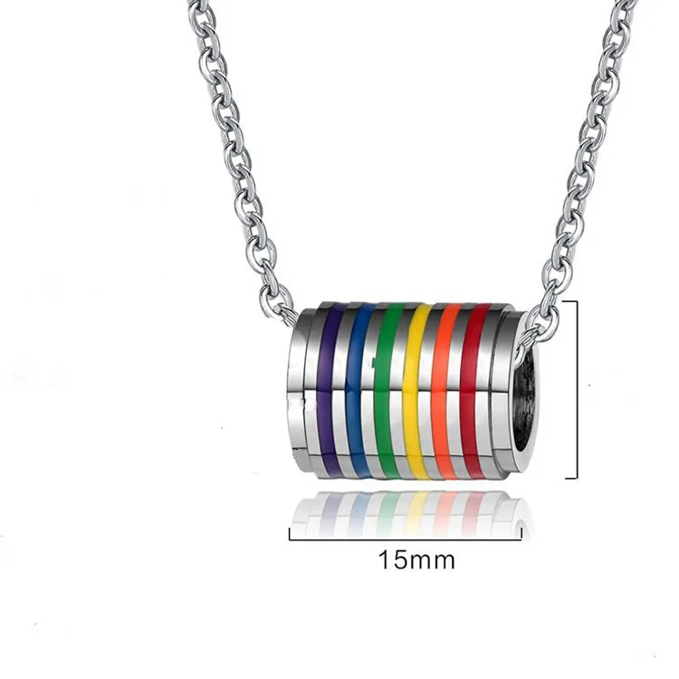 

Youthway Trendy Unisex Rainbow Color Gay Pride Rings Mens Pendant Necklace Couple Ring Pendant Stainless Steel Necklace