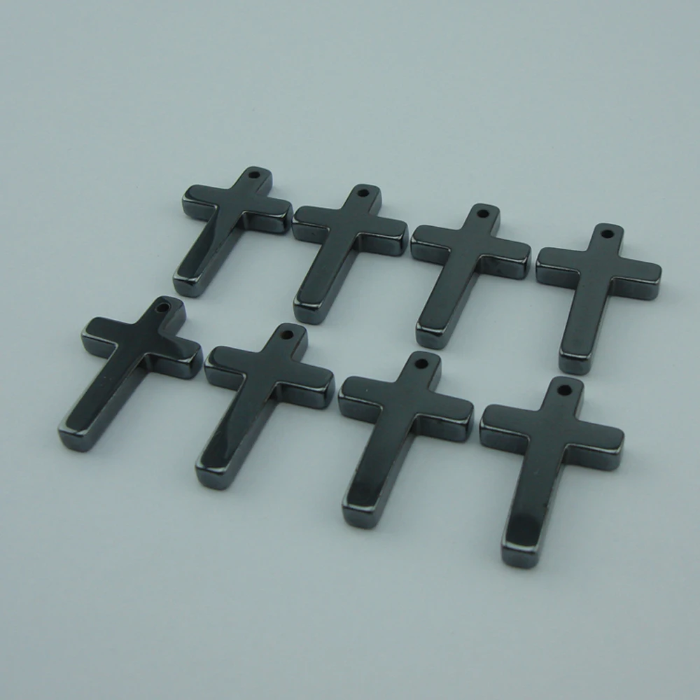 

Wholesale Large Stock Black Cross Religion Hematite Charm Pendants For Making Accessories