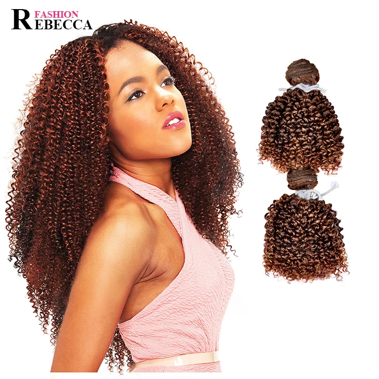 

20'' afro kinky curly heat resistant synthetic hair extensions water curls synthetic hair bundles Rebecca fashion idol