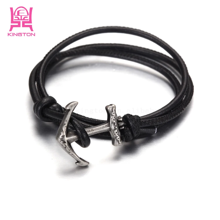 Buy Wholesale China Hengmei Men's Leather Bracelet Black Color Ip
