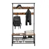 VASAGLE Pipe Style Large Industrial Coat Rack with Storage Bench, Hat and Coat Stand with 9 Hooks