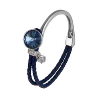 

51685 Xuping sapphire leather bangle, crystals from Swarovski leather fine jewelry, fashion leather bracelet