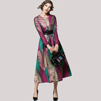 

Fashion Latest Casual Dresses Women Maxi Long Sleeve Print Winter Dresses for Woman