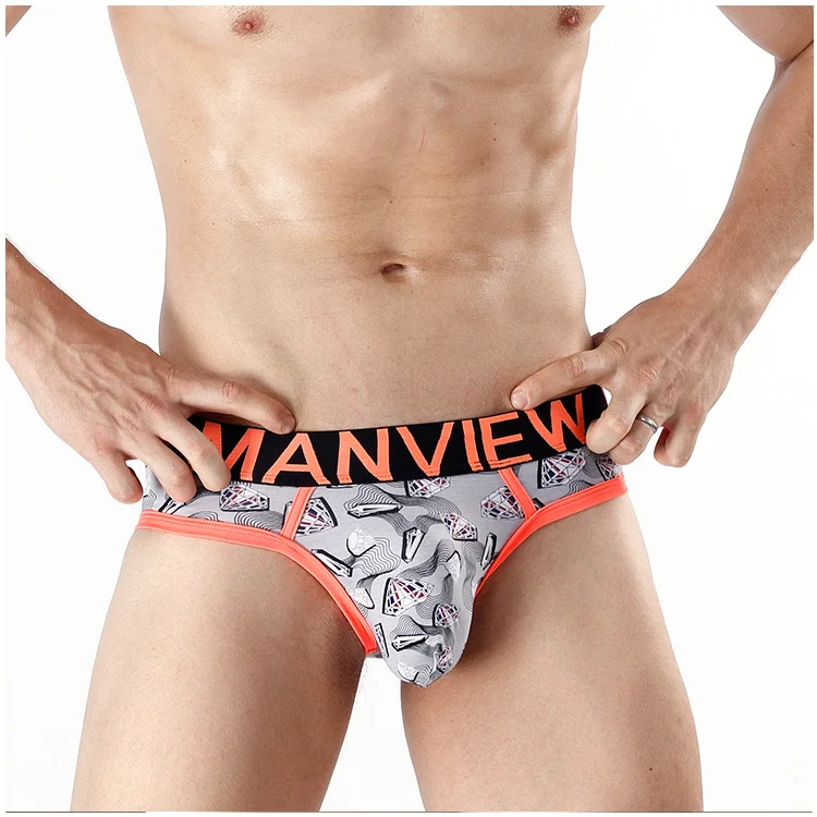 

Wholesale men's bamboo fiber triangle briefs, Print colors as photo
