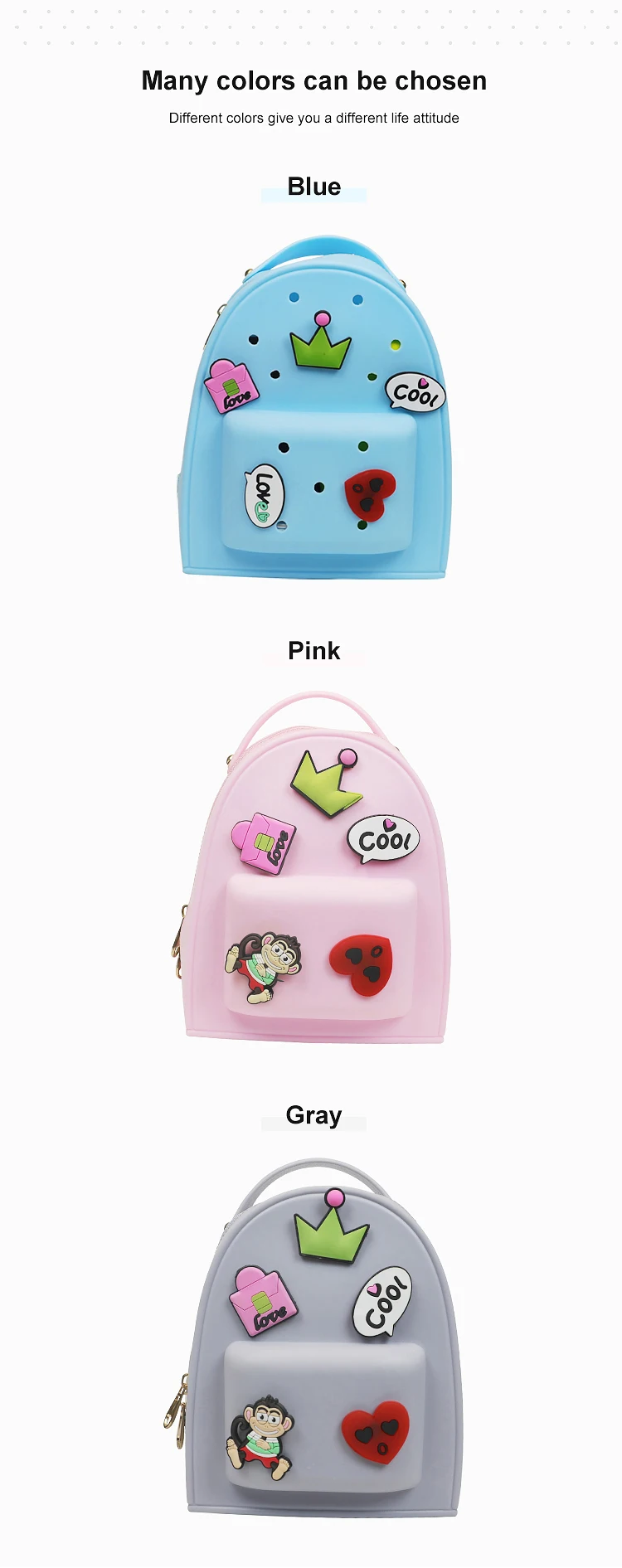 2019 Fashionable Silicone Backpack Bag New Style School Backpack For Primary School Students