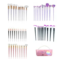 

BUEART Wholesale professional Cosmetic Brush Gold 10pcs Spiral Rainbow bag with Makeup Brushes eyeshadow eyeline eyebrow makeup