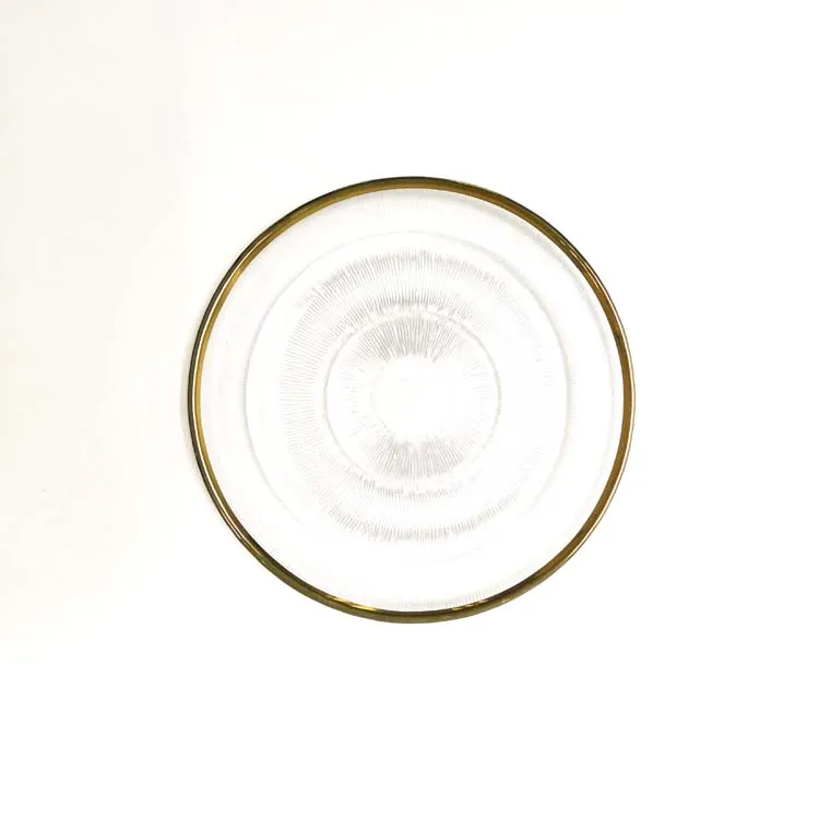 

Wholesale Glass Charger Plates  Gold Rim Round Plate For Wedding