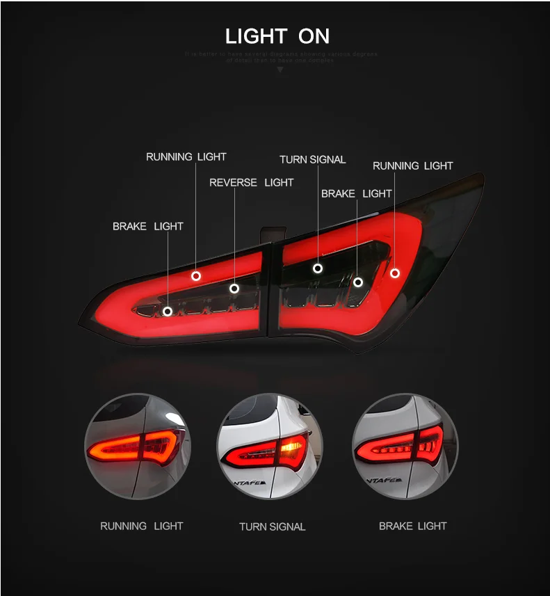 Vland factory for car tail lamp for Santafe IX45 tail light 2013 2014 2015 216 2017 2018  for Santafe IX45 taillight