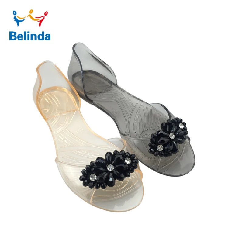 

Sandal PVC Wholesale Flat Plastic Footwear Transparent Jelly Shoes Women, Picture color or customed