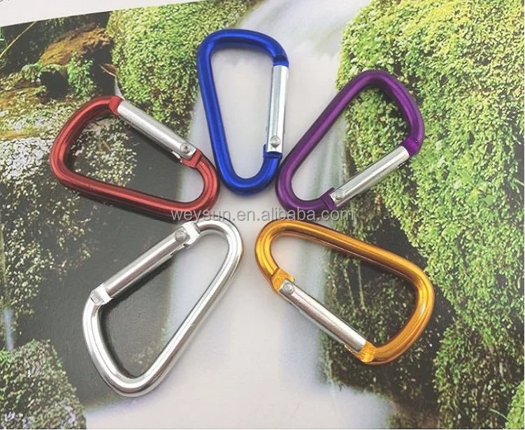 

D-Shaped #4 Aluminum Climbing Carabiner for keys Camp Snap Hook Clip Keychain Keyring Hiking Camping Tools Outdoor, Purple;blue;red;yellow;green;black;silver