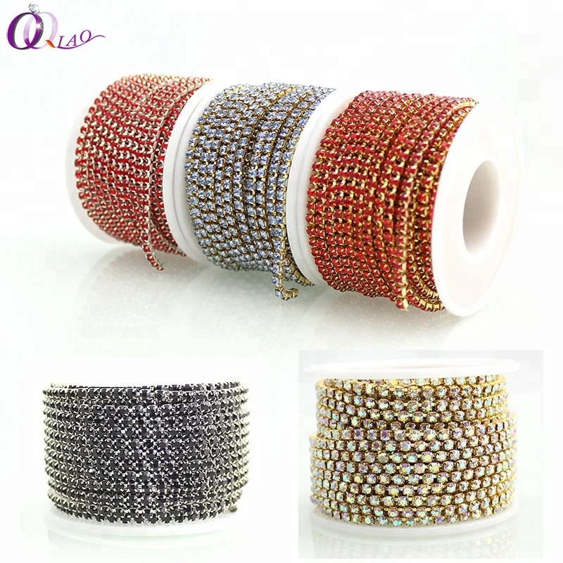 

Factory Wholesale rhinestone applique Chain Trim DIY Rhinestones Crystal trim Decoration for garment & processing accessories