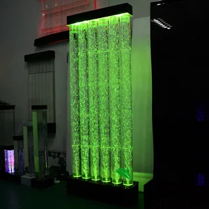 Image of indoor floor standing bubble wall changing led light acrylic water bubble panel screen