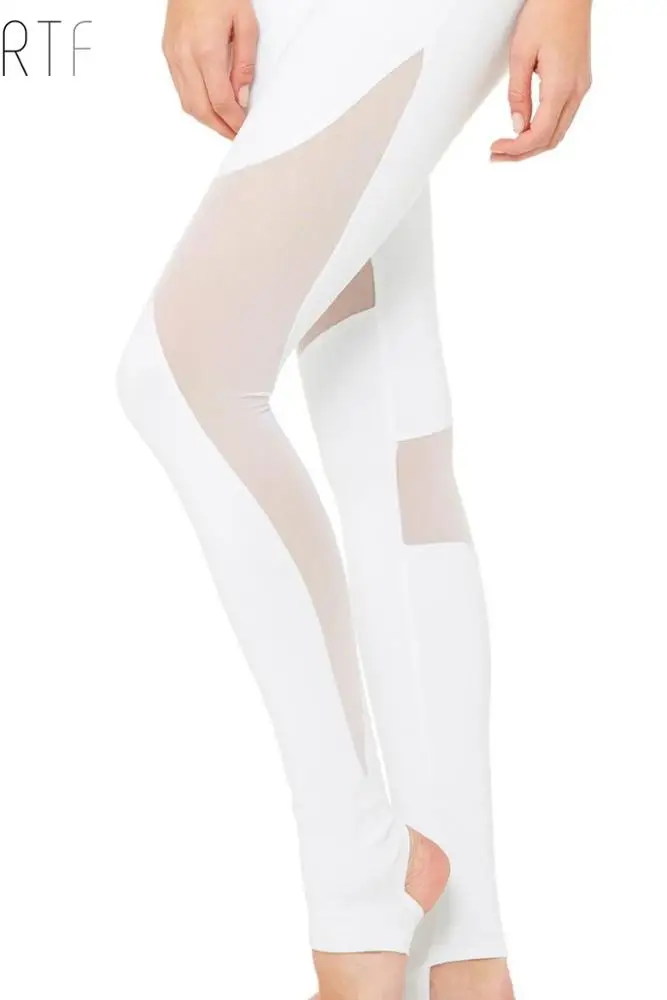 
Hot sexy white labels leggings high waist white mesh girl yoga pants ladies 