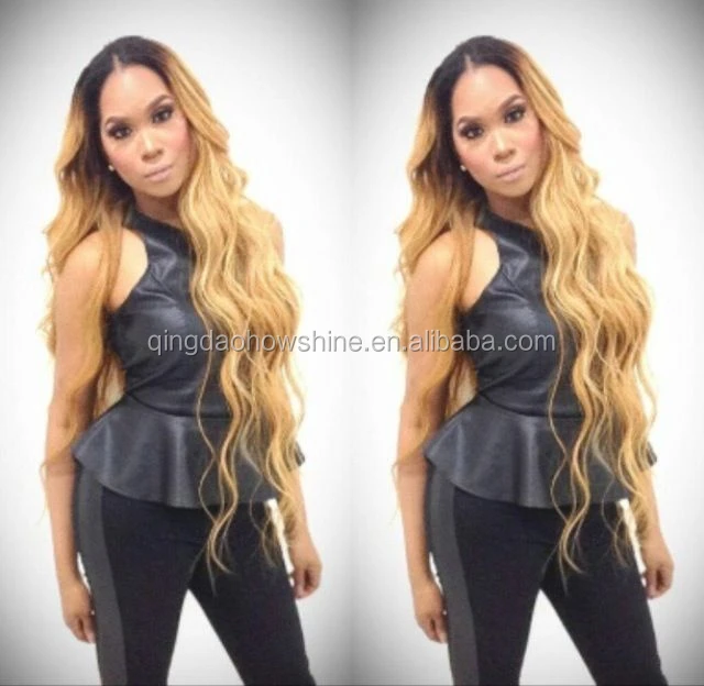 

Top Beauty Wavy 100% Virgin Brazilian human Hair Ombre Blonde 30 Inch Human Hair Wig
