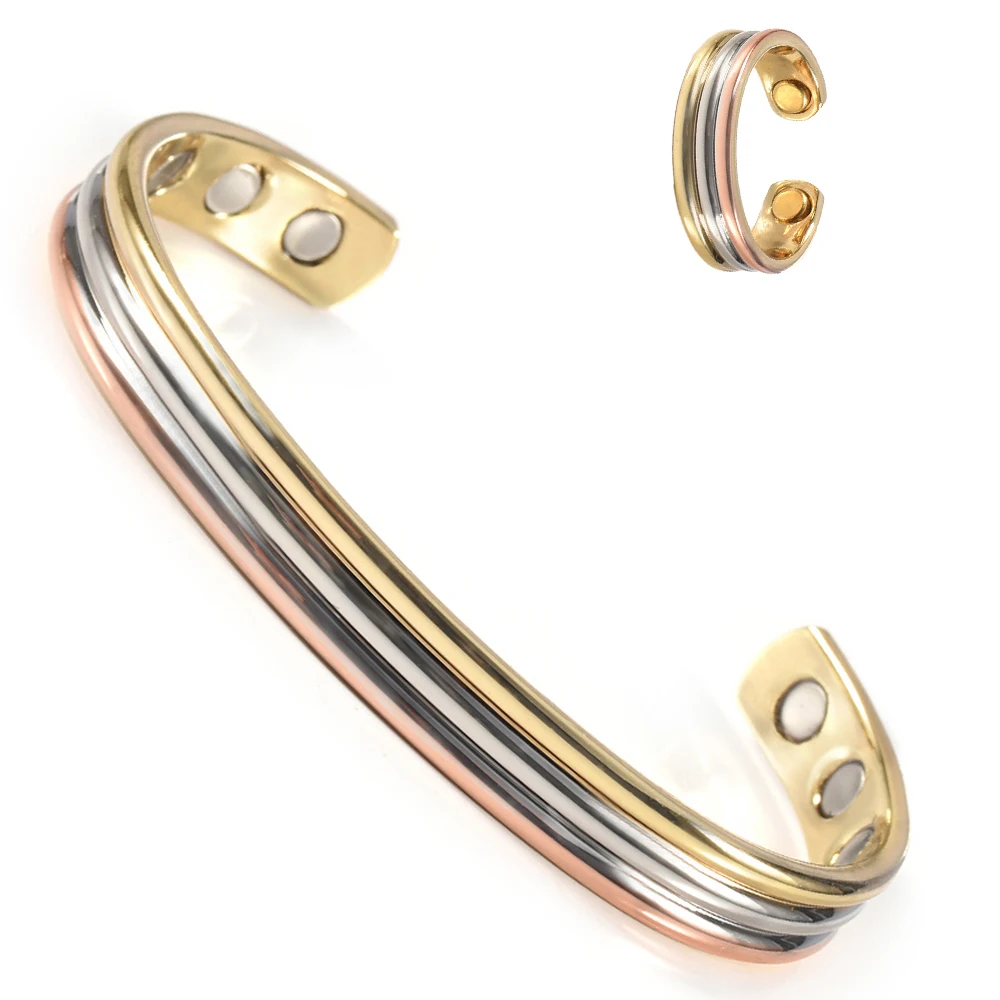 

Wollet Jewelry High Quality Fashion Energy Bio Magnetic Bracelet Gold Plated Copper Bangle, Gold plated bangle