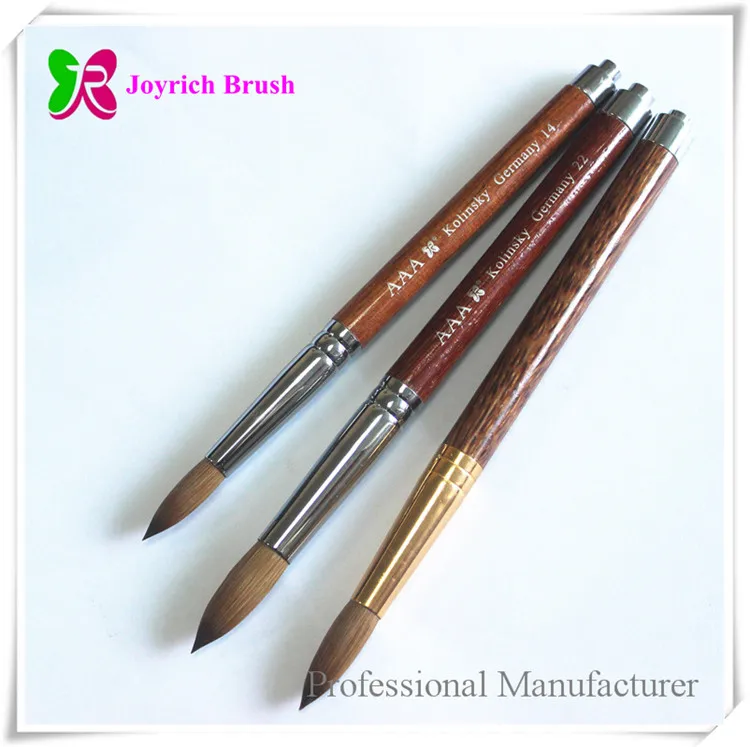 
Popular long handle color red best kolinsky pure acetone proof wood nail brush 