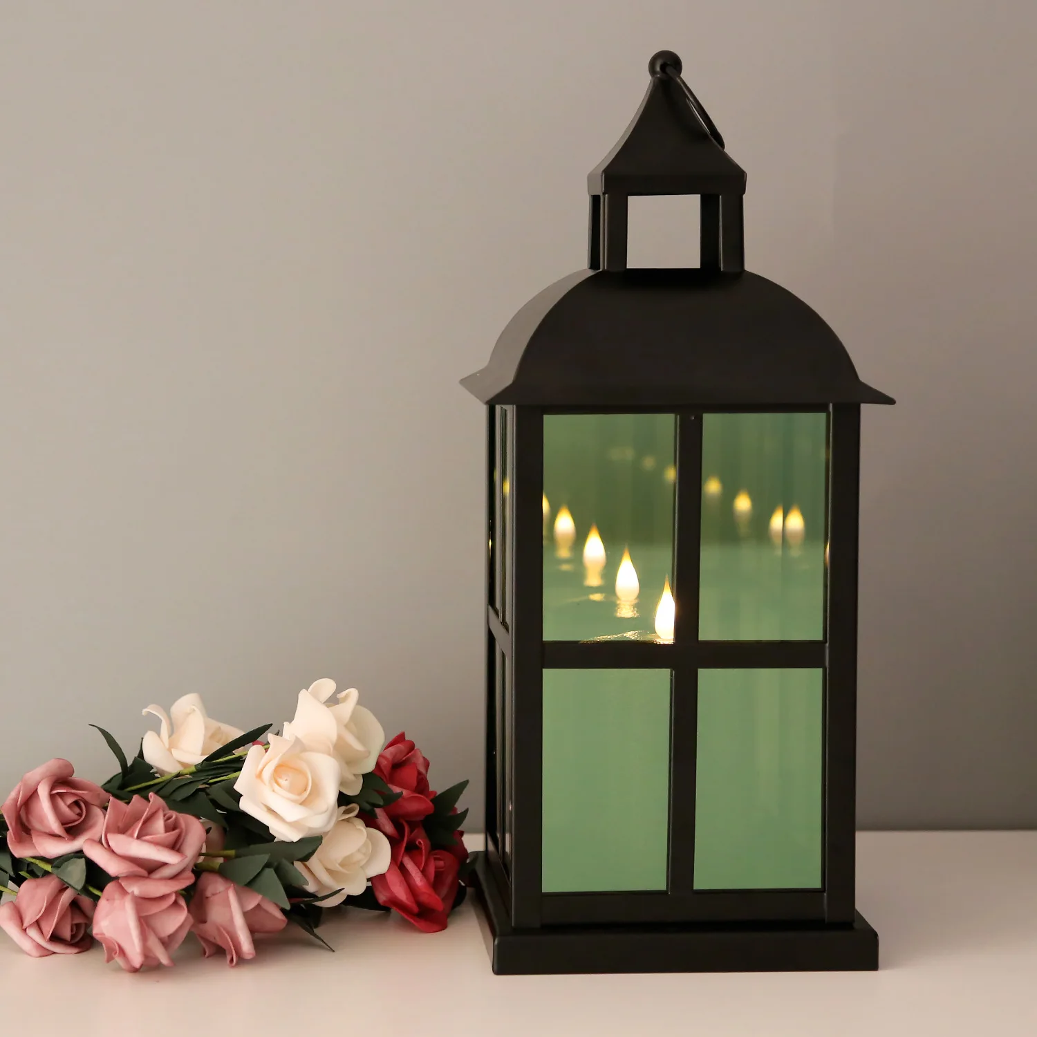 Magical Mirror Effect Glass Mirror & Moving Flameless Candle Indoor