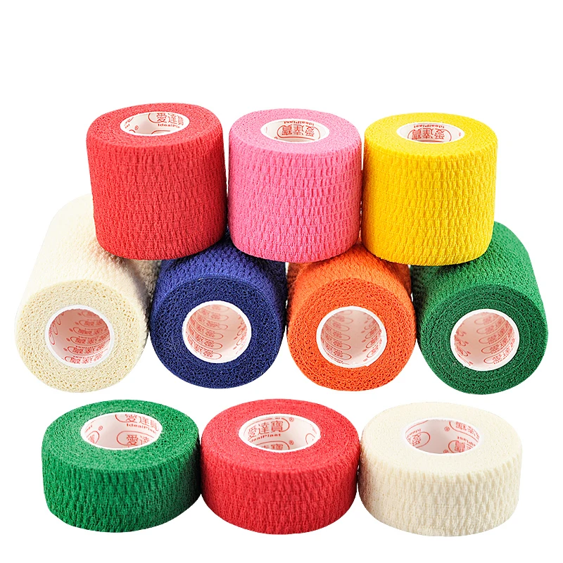 

Wholesale Idealplast colorful cohesive bandages self-adhesive sports tape for protecting ankle, Fluorescent pink;fluorescent orange;fluorescent green