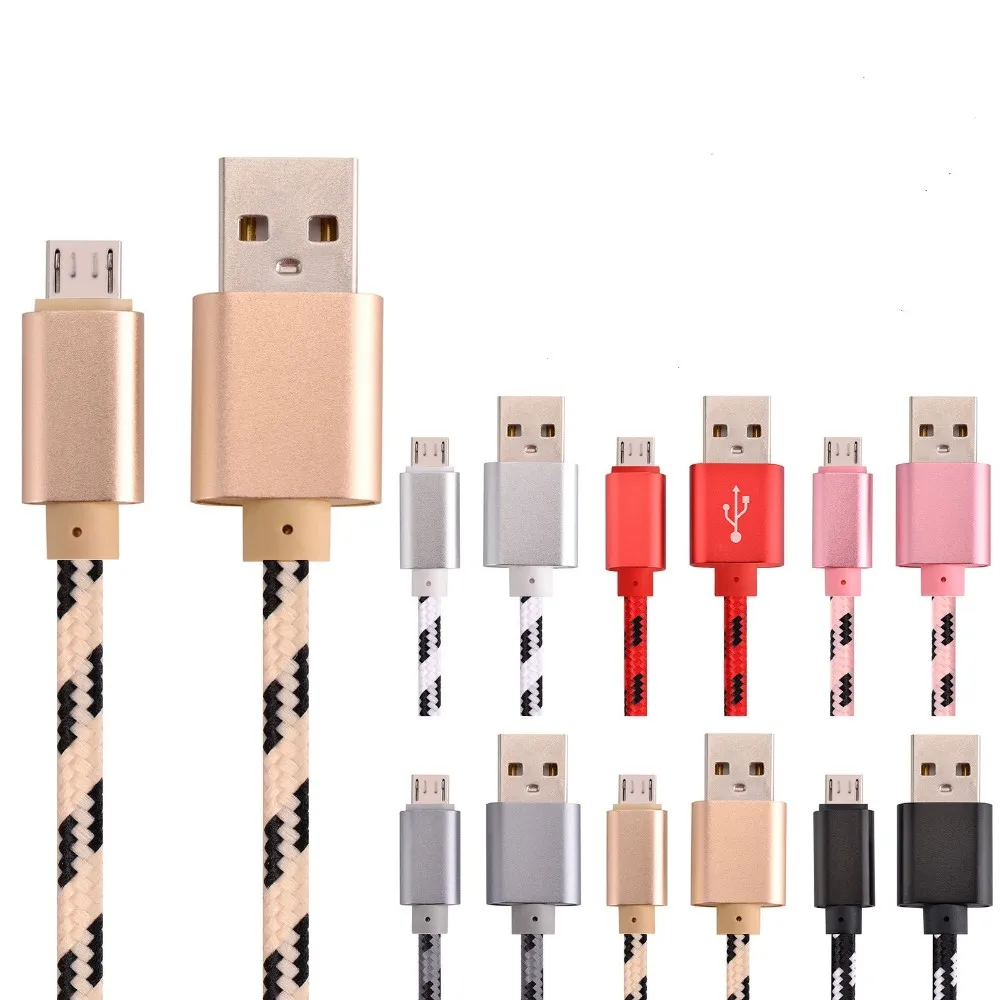 Usb cable nylon braided charger cable for android mobile phone stripes charging micro usb cable - ANKUX.COM