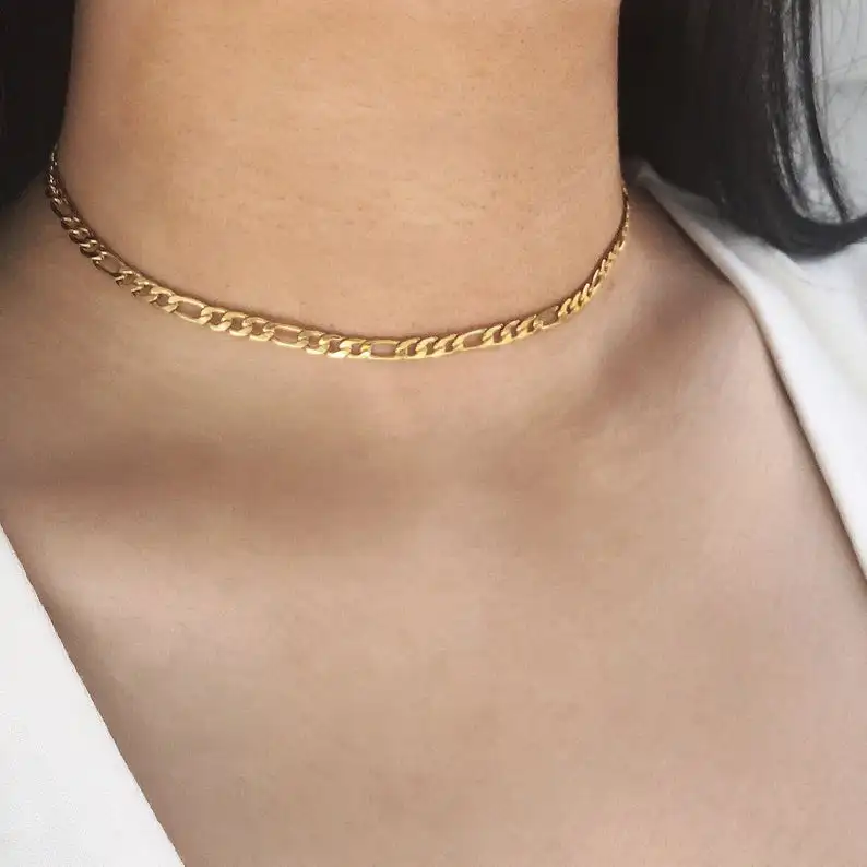 14k Gold Plated Stainless Steel Figaro 