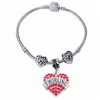 HUSURU jewelry hot selling custom heart crystal rhinestone bracelet big bead charm bangles twirling bracelet