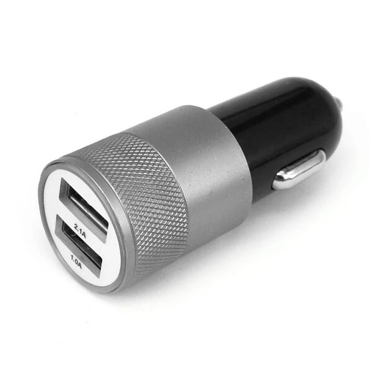 Aluminum Alloy Body Mobile Phone Car Charger Quick Charging Dual USB Charger For Smartphone