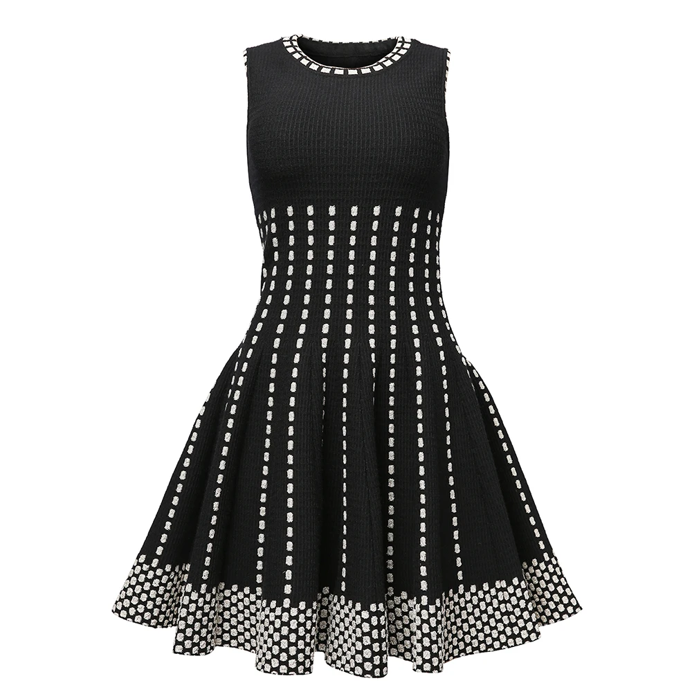 

Custom Spring cotton knit embroidered dress sleeveless elastic waist dress, Shown