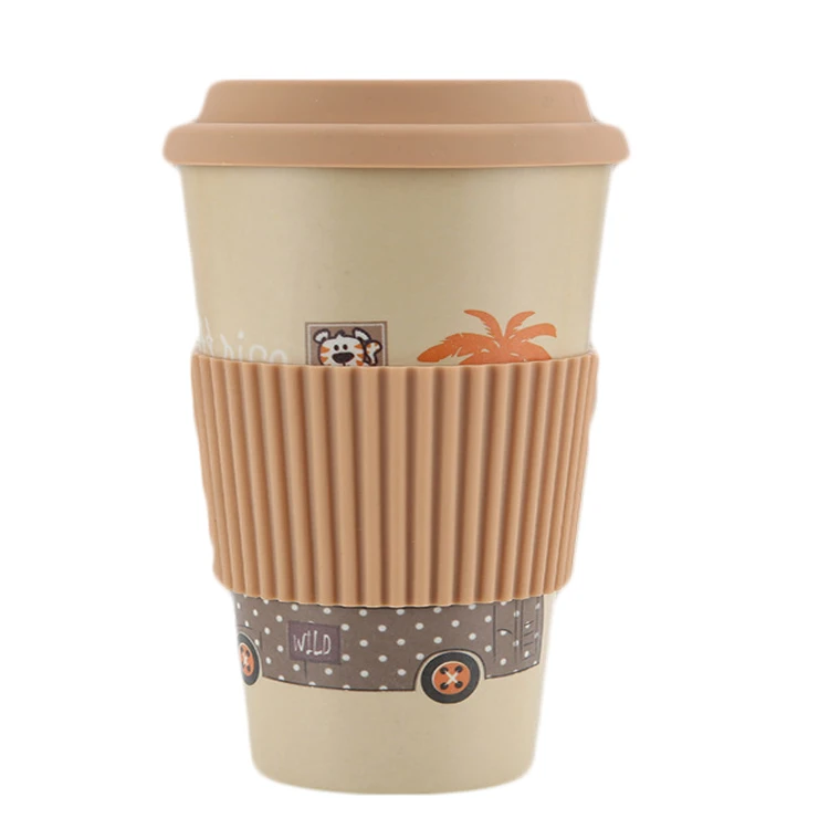 

D568 2019 hot sale Biodegradable PLA Cup Reusable Bamboo Fiber Custom Coffee Cups With Lid, Yellow/brown/blue/khaki/rose/pink