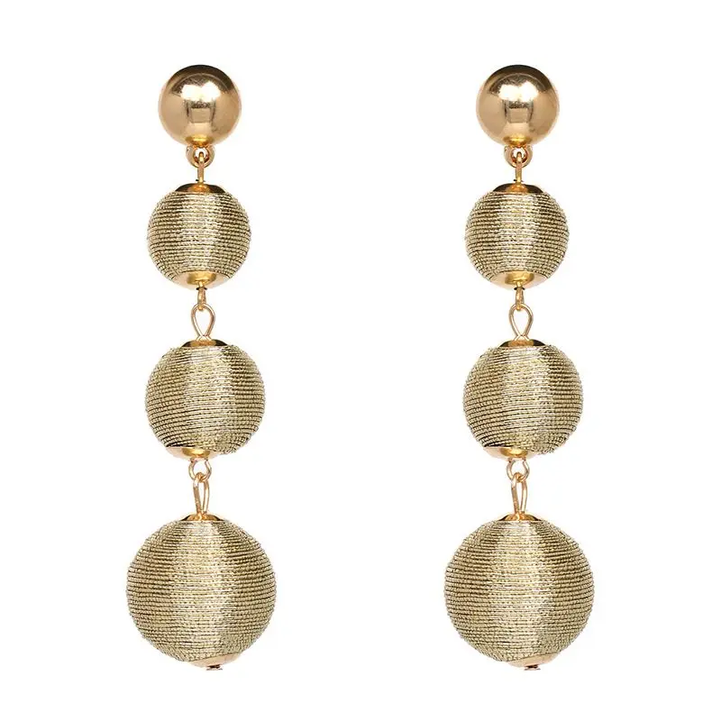 

Beaded Boho Jewelry Daily Life High Quality Thread Ball Dangle Earring, Picture shows