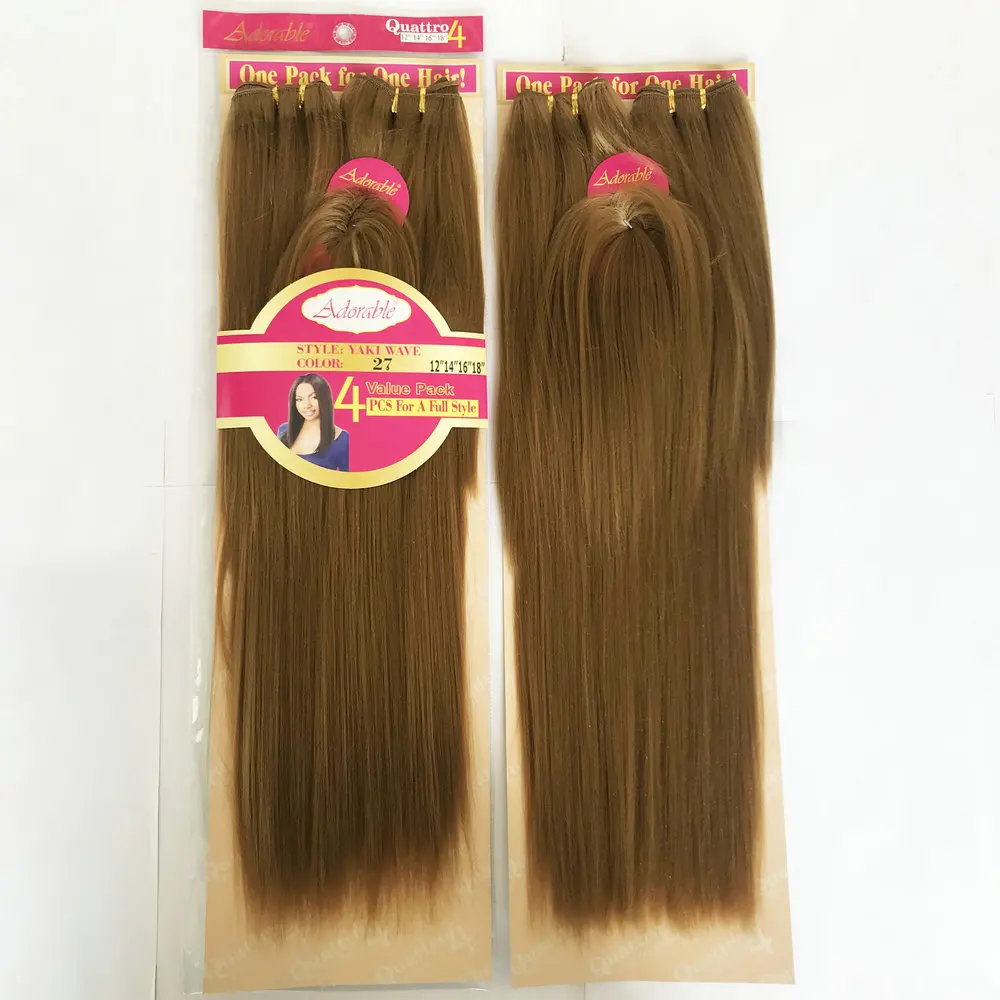 

Adorable synthetic hair 4 pieces and a top closure in one pack Yaki 12"14"16"18" Yaki braiding hair