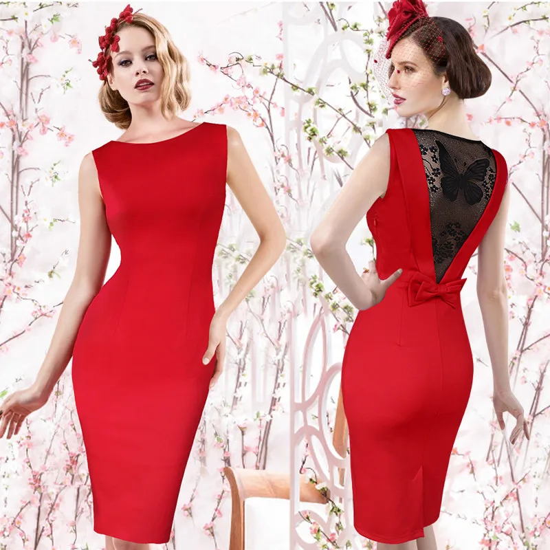 

European women spring fashion elegant sleeveless back lace embroider slim tight pencil evening sexy party dress, Black women sexy bodycon ol dress