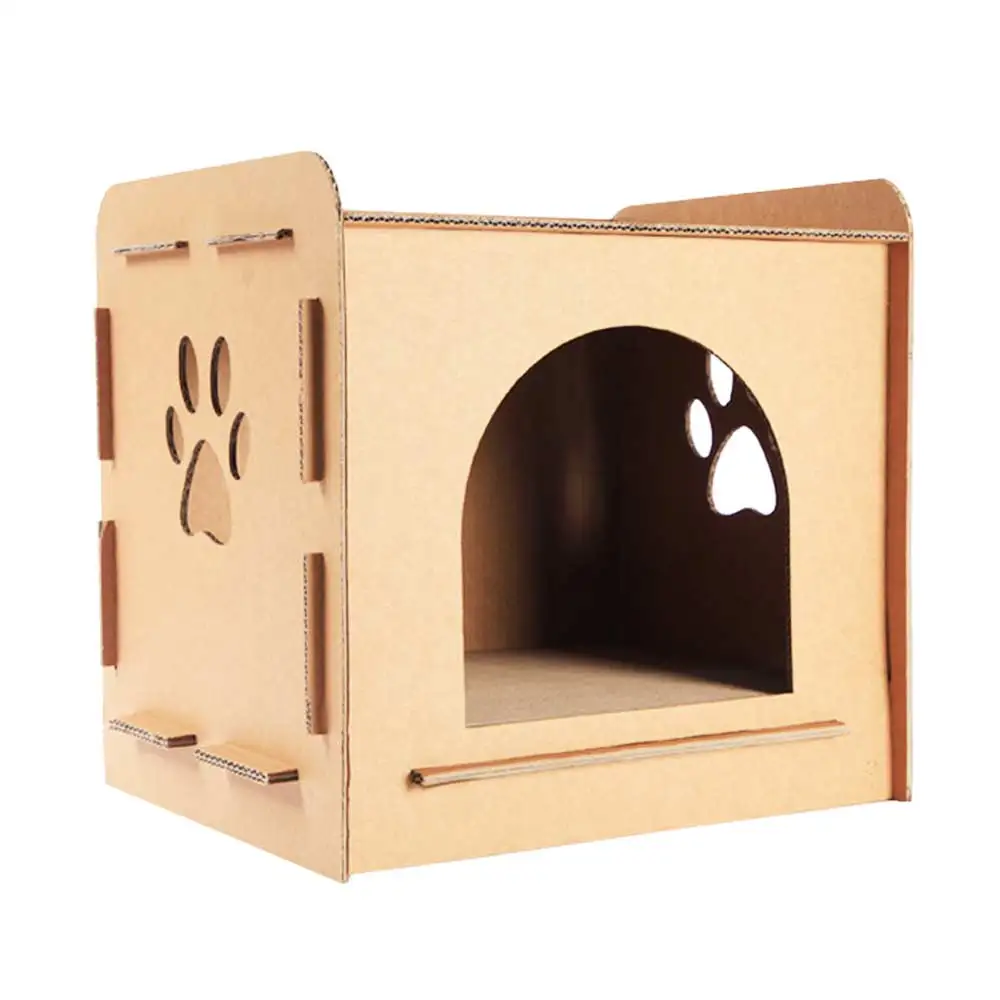 

Wholesale Eco Friendly Large Removable Big Indoor Cardboard Cat Bed House, Dark khaki