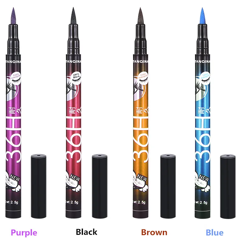 

New Arrival 4 Colors YANQINA 36H Waterproof Eyeliner Pencil Liquid Makeup Beauty Cosmetics Liquid Eyeliner Smooth and Easy Wear, As the pictue show