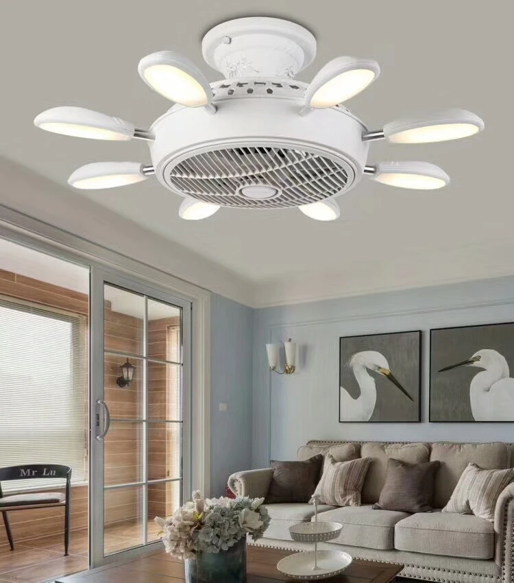 6 heads hidden blades ceiling fan with light and remote