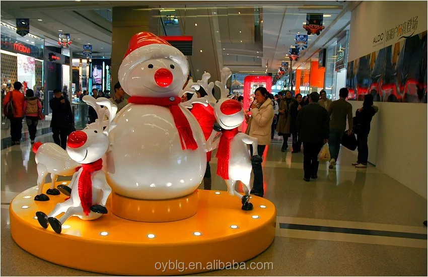 Life Size Christmas Fiberglass Snowman For Shopping Mall - Buy ...