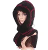 Ladies winter real rex rabbit fur hood infinity scarf soft hairs rex loop circle shawl wrap