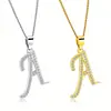 2018 Trending Products Silver Gold Charm Pave Cz Metal Alphabet Initial Letter A Pendant