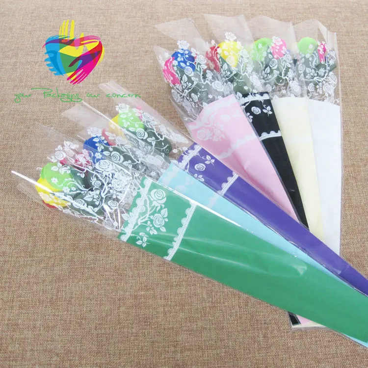 
Yiwu color imprineted color high transparence flower wrapping sleeve 
