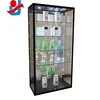 EXW Full vision black frame free standing all glass display case with led lightings
