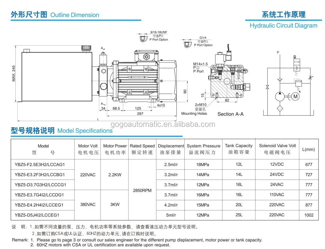 Power Units For Lift Table Ybz5f2.5e3h2/lccag1 Ybz5e3.2f3h2/lccbg1