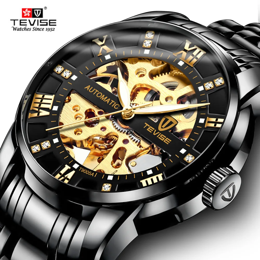 

HongKong TEVISE Men's Fashion Automatic Mechanical Hollow Watch Waterproof for men, Option